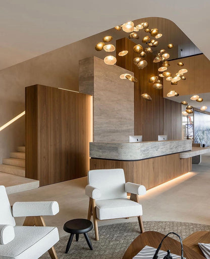 Glazen Hanglamp met Organische Textuur Transparant Rookgrijs Amber