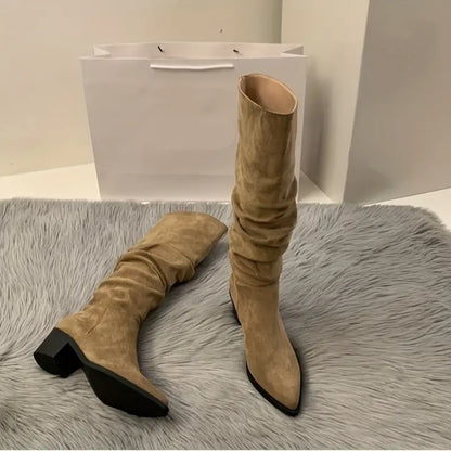Dames Laarzen Bruin Leer Halfhoog Model