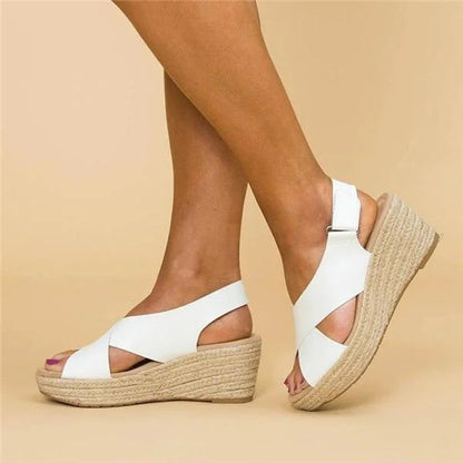Orthopedische Espadrilles Sleehak Clara Comfortabele Zomerschoen Elastisch Dames Zwart Beige Wit Casual