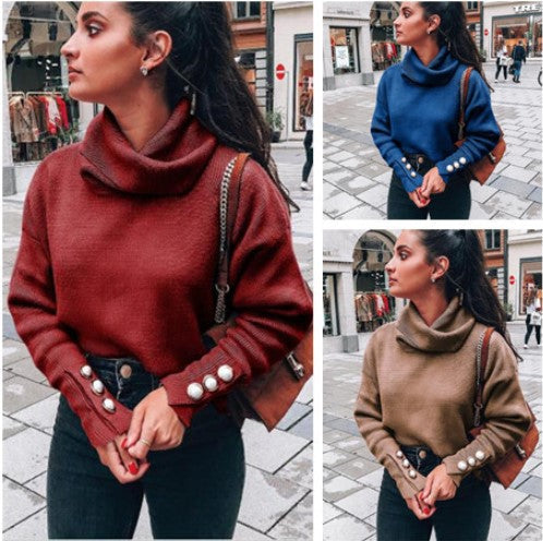 Dames Trui Zacht met Parel Knopen Elegante Look