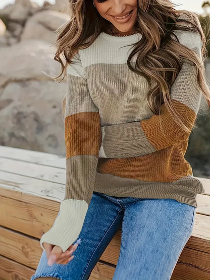 Kleurrijke Crew Hals Trui Warme Winter Pullover