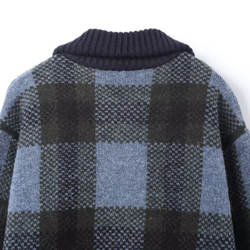 Dames Jas Kort Geruit Met Rits Stoer Design