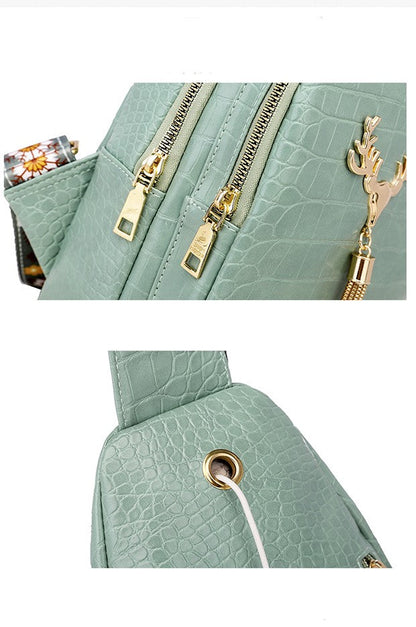 Dames Crossbody Tas Hertenprint Met Kwastjes Leer