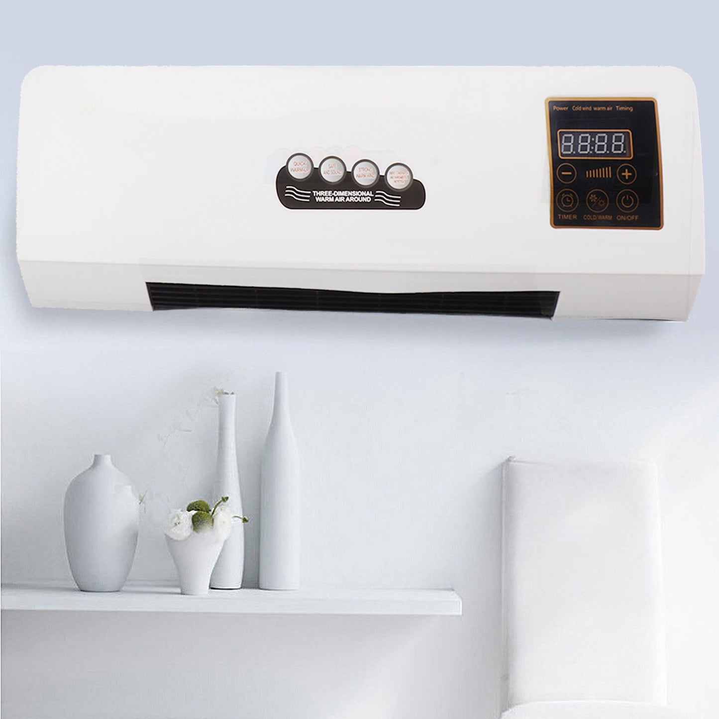 Airco Thuiskantoor Wandmontage 1800W Koelen Verwarmen Ontvochtigen Ventileren 23 dB LCD Timer 8 Uur