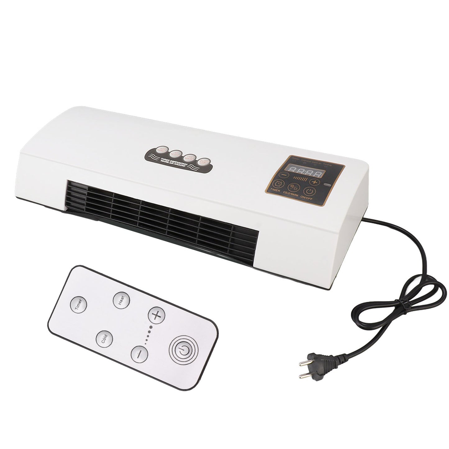 Airco Wandmontage 1800W 4-in-1 Klimaatunit Koeling Verwarming Ventilator Ontvochtiger LCD Afstandsbediening 10m Timer 23dB Slaapkamer Kantoor