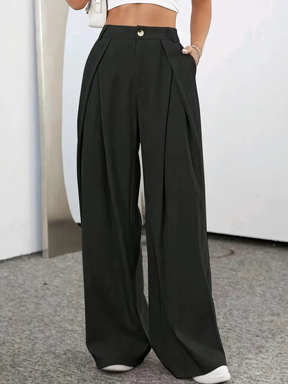 Hoge Taille Broek Geplooid Effen Kleur