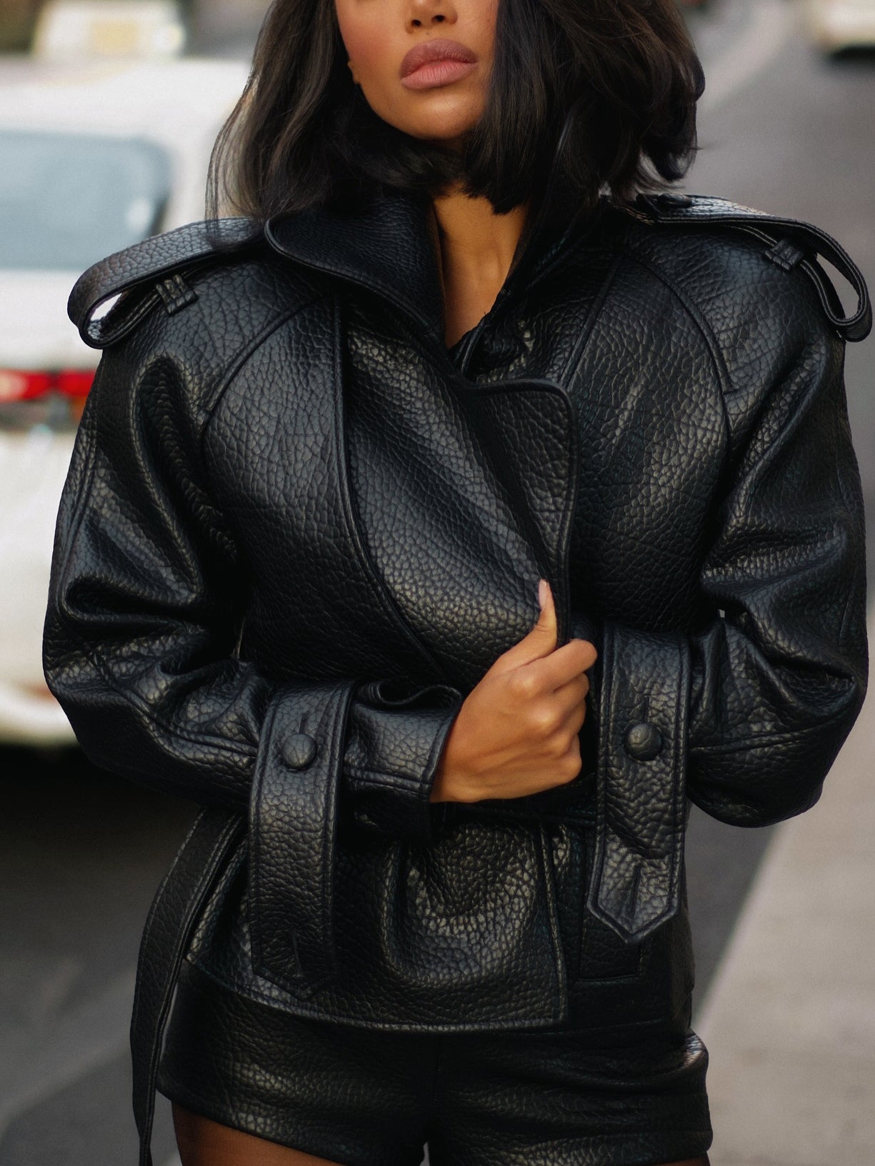 Leren Motorjas Dames Set Zwart Stoere Biker Outfit