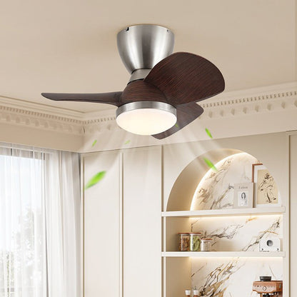 Plafondventilator met Verlichting Elora in Messing en Hout — Minimalistische Ventilator met LED Afstandsbediening