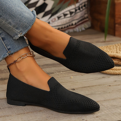 Dames Platte Loafers Comfortabele Gebreide Schoenen