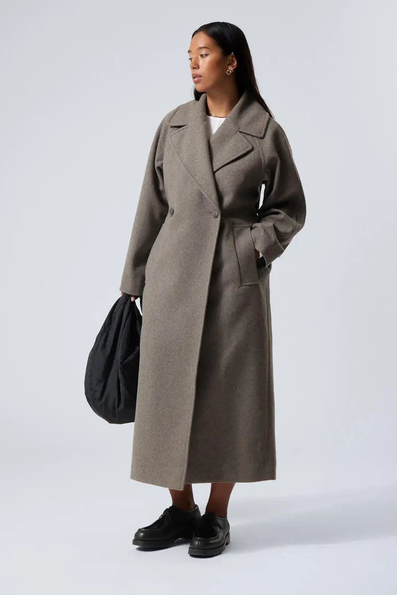 Damescoat Lange Oversized Wollen Mantel Warm