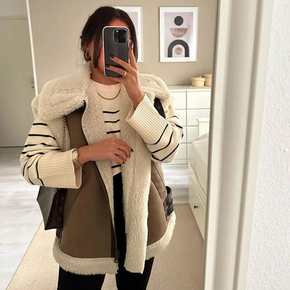 Dames Teddyjas Zacht met Aviator Stijl