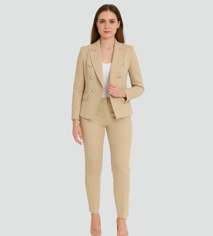 Dames Blazer Ceremonieel Kort Dubbel Knopen Jas