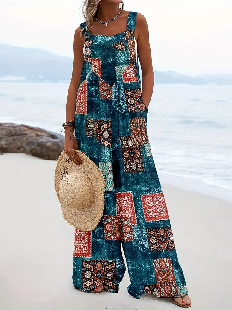 Vrouwelijke Zomerjumpsuit met Kleuren Blokprint