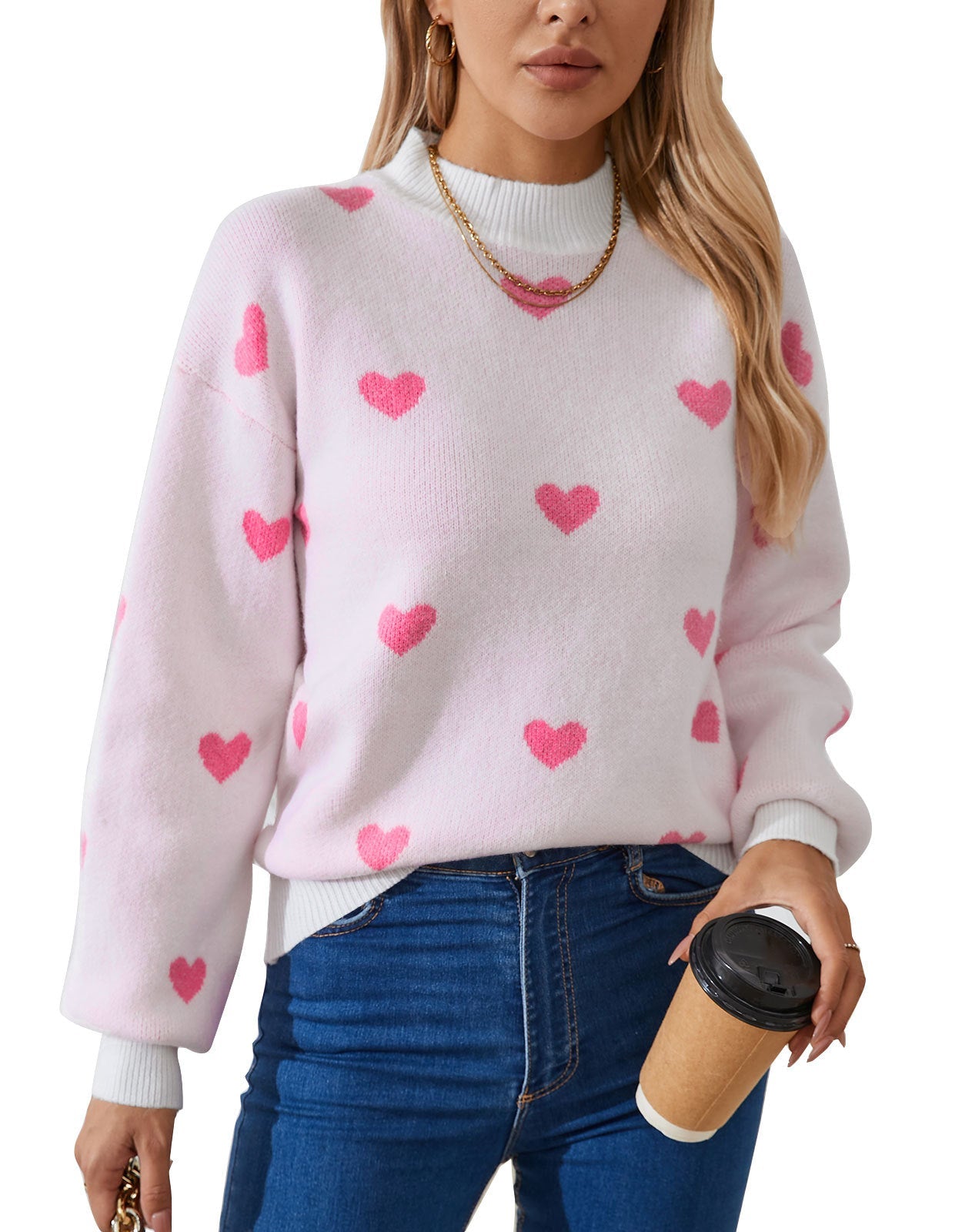 Dames Trui Zachte Hartjes Reggy Stijlvolle Look → Dames Trui met Hartjes Zachte Stof Reggy Stijl