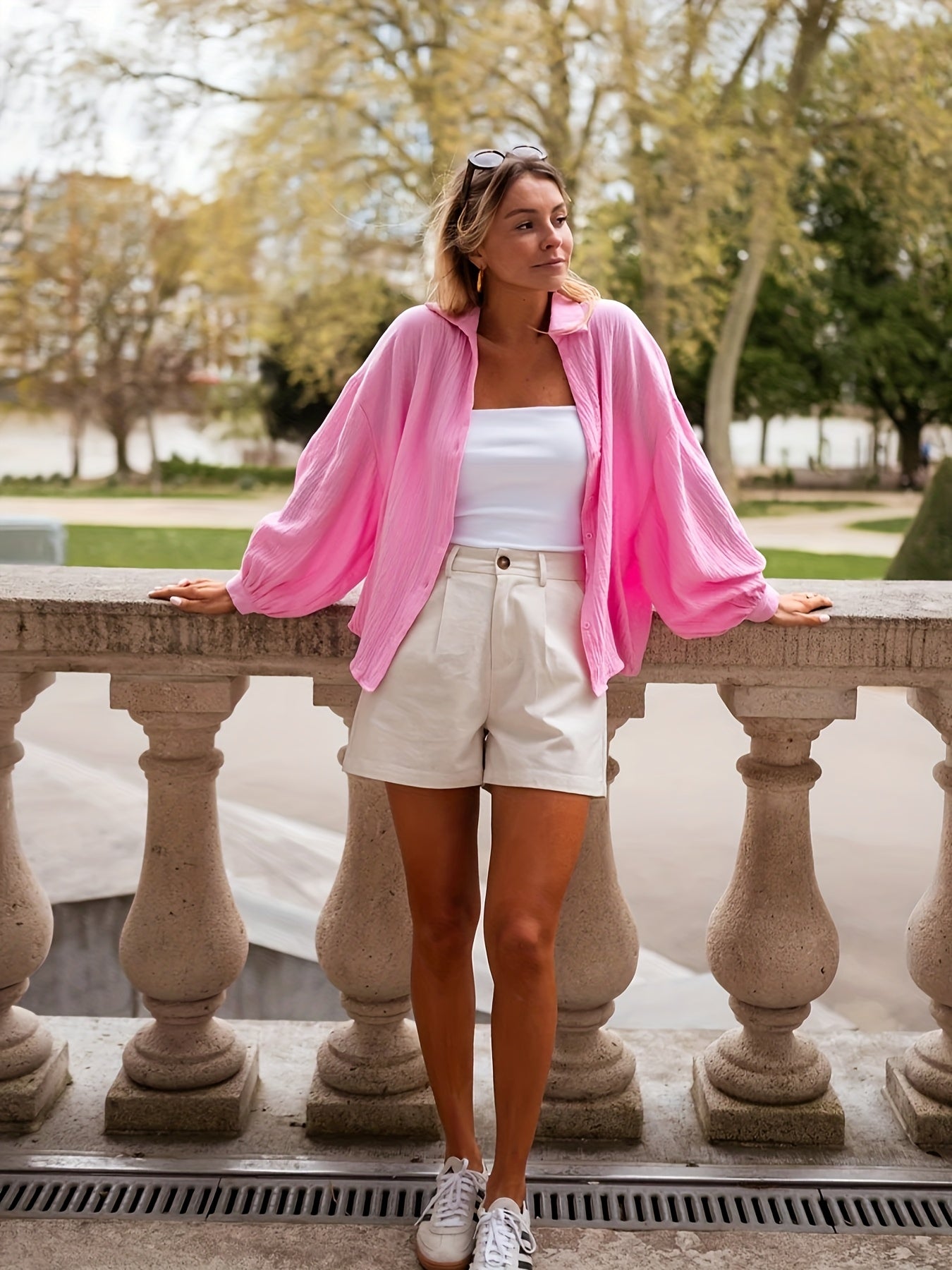 Dames Blouse Casual Met Plooimouwen Elegant