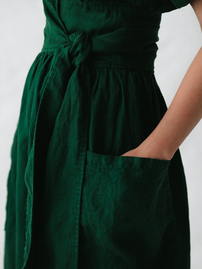 Linnen Jurk met Vetersluiting Elegante Zomerstijl