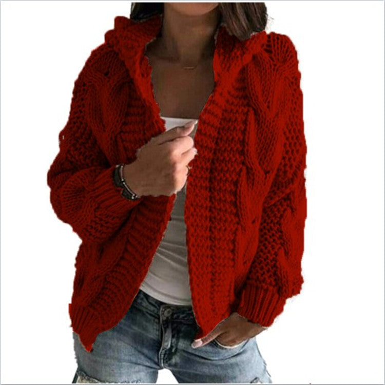 Dames Vest Capuchon Gebreid Kabeltrui Warm