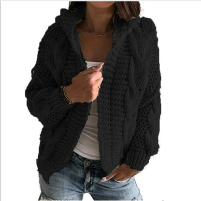 Dames Vest Capuchon Gebreid Kabeltrui Warm