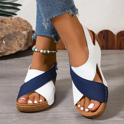 Dames Sandalen Hoge Hak Contrasterend Leer