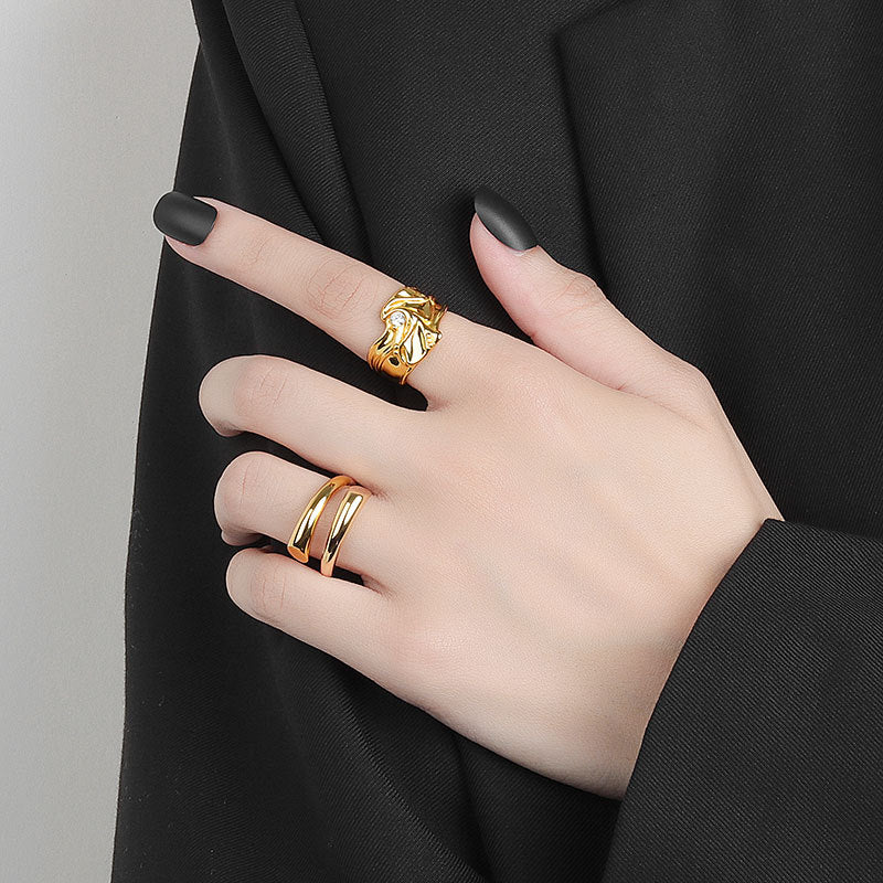 Zilveren Open Ring Geometrisch Design voor Dames - StudioMarella