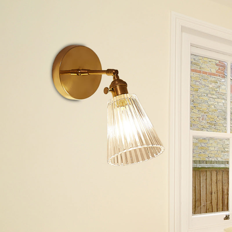 Wandlamp Goud Industrieel Geribbeld Glas Messing Slaapkamer Woonkamer Retro Loft