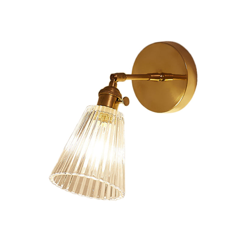 Wandlamp Goud Industrieel Geribbeld Glas Messing Slaapkamer Woonkamer Retro Loft
