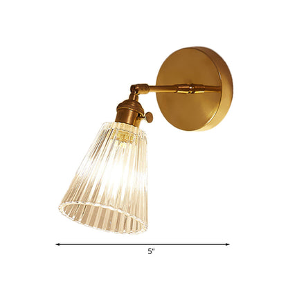 Wandlamp Goud Industrieel Geribbeld Glas Messing Slaapkamer Woonkamer Retro Loft