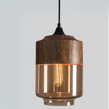 Hanglamp Glas Metaal Houtlook E27 Verstelbaar Woonkamer Eetkamer Slaapkamer Scandinavische Design Lamp Binnenverlichting