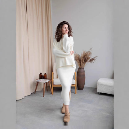 Dames Trui en Rok Set Warme Gebreide Tweedelig Outfit