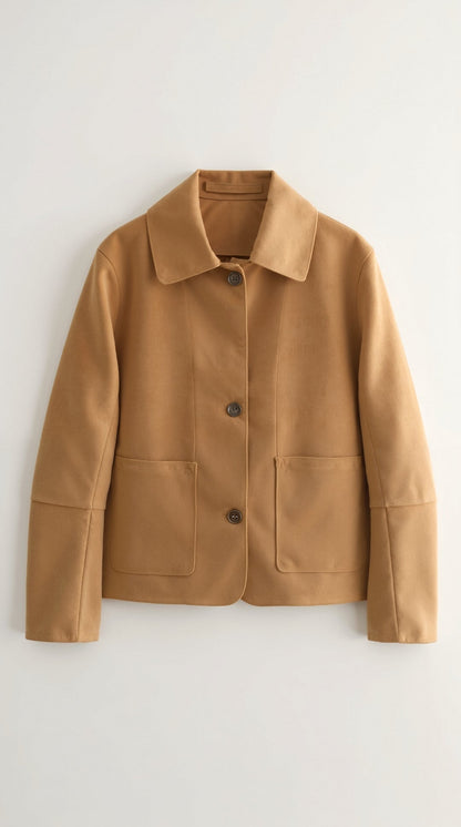 Korte Casual Jacke Met Knopen Leerlook - StudioMarella