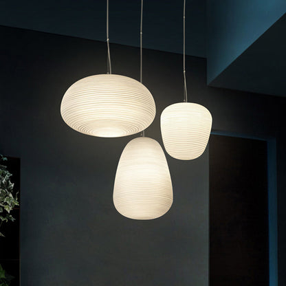 Moderne Hanglamp met Geribbeld Glas — Scandinavisch Design