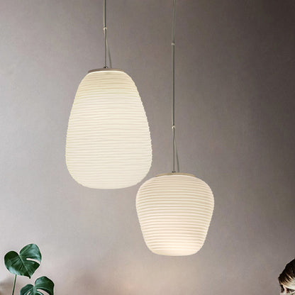 Moderne Hanglamp met Geribbeld Glas — Scandinavisch Design