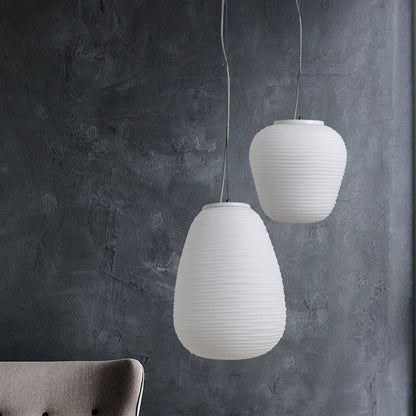 Moderne Hanglamp met Geribbeld Glas — Scandinavisch Design