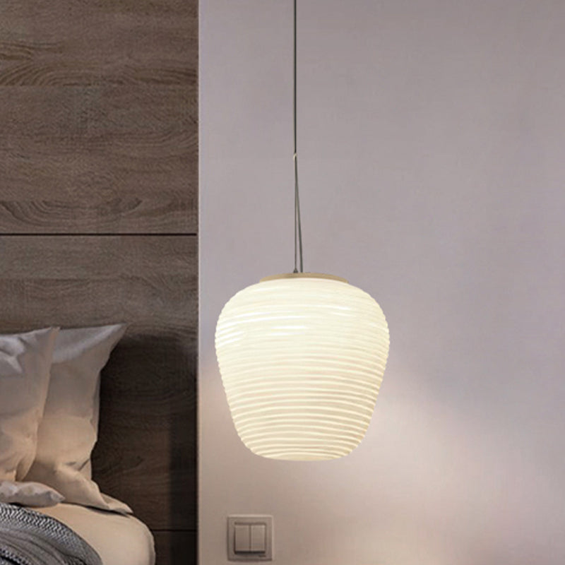 Moderne Hanglamp met Geribbeld Glas — Scandinavisch Design