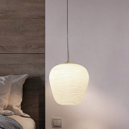 Moderne Hanglamp met Geribbeld Glas — Scandinavisch Design