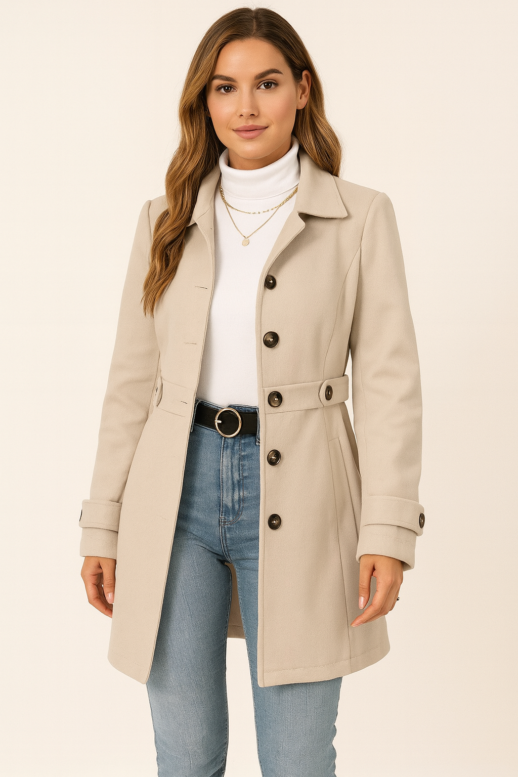Dames Trenchcoat Zomerjas Licht Getailleerd Ceintuur
