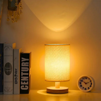 Organische Tafellamp Hout & Linnen – Dimbaar met Afstandsbediening & Touch | 3 Lichtkleuren