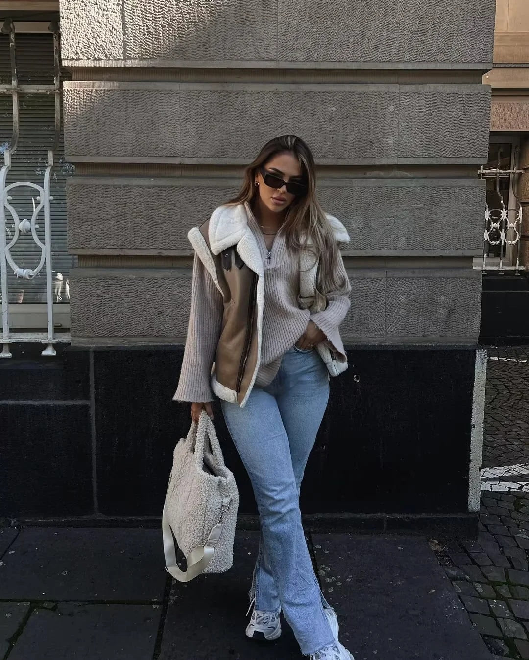 Dames Teddyjas Zacht met Aviator Stijl