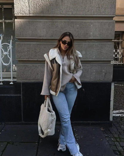 Dames Teddyjas Zacht met Aviator Stijl