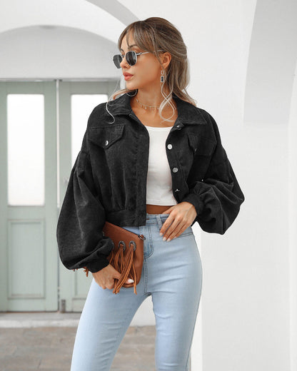 Dames Cropped Jack Corduroy Look Casual Stijl