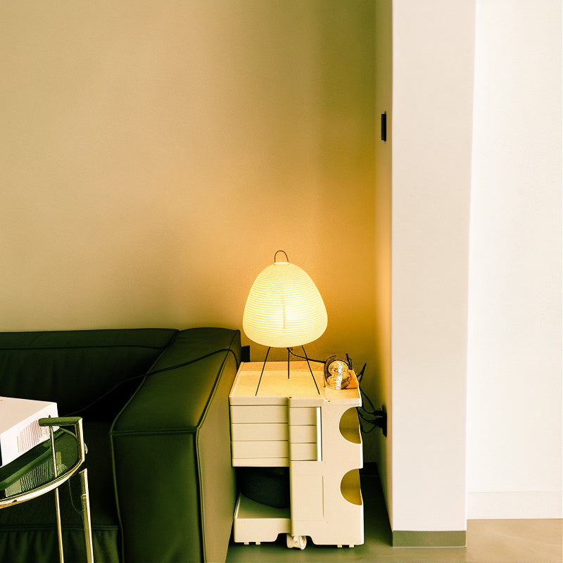 Ronde Tafellamp met Rijstpapier en Bamboe - Japans Geïnspireerd Minimalistisch Design - Warm Wit 2700K LED - Ø25×38 cm