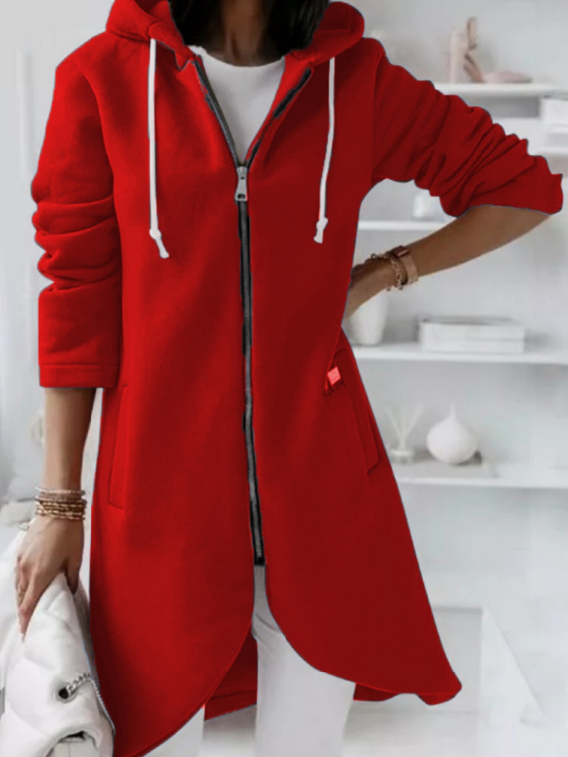 Dames Hoodie Lange Rits Vest Casual Capuchon