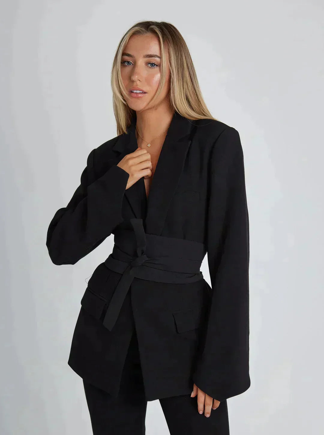 Dames Blazer met Ceintuur Taille Jas Modern Design