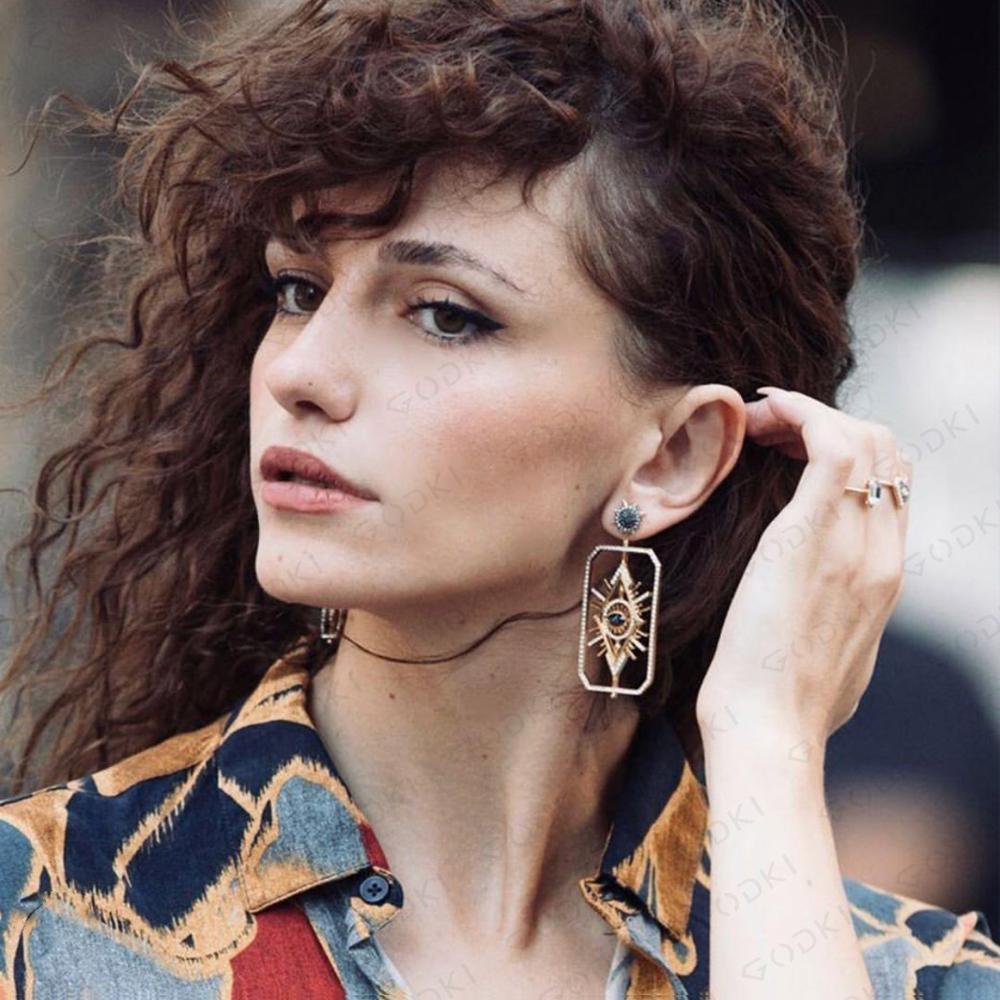 Dames Oorbellen Geometrisch met Oog Details → Dames Oorbellen Geometrisch met Ogen Zilver