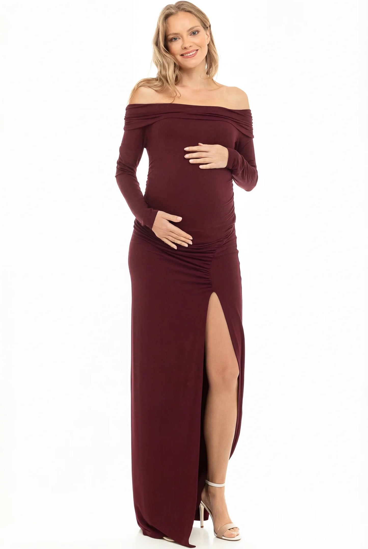Zwangerschapsjurk Maxi Off Shoulder Elegante Zomerjurk voor Dames