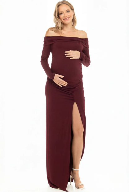 Zwangerschapsjurk Maxi Off Shoulder Elegante Zomerjurk voor Dames