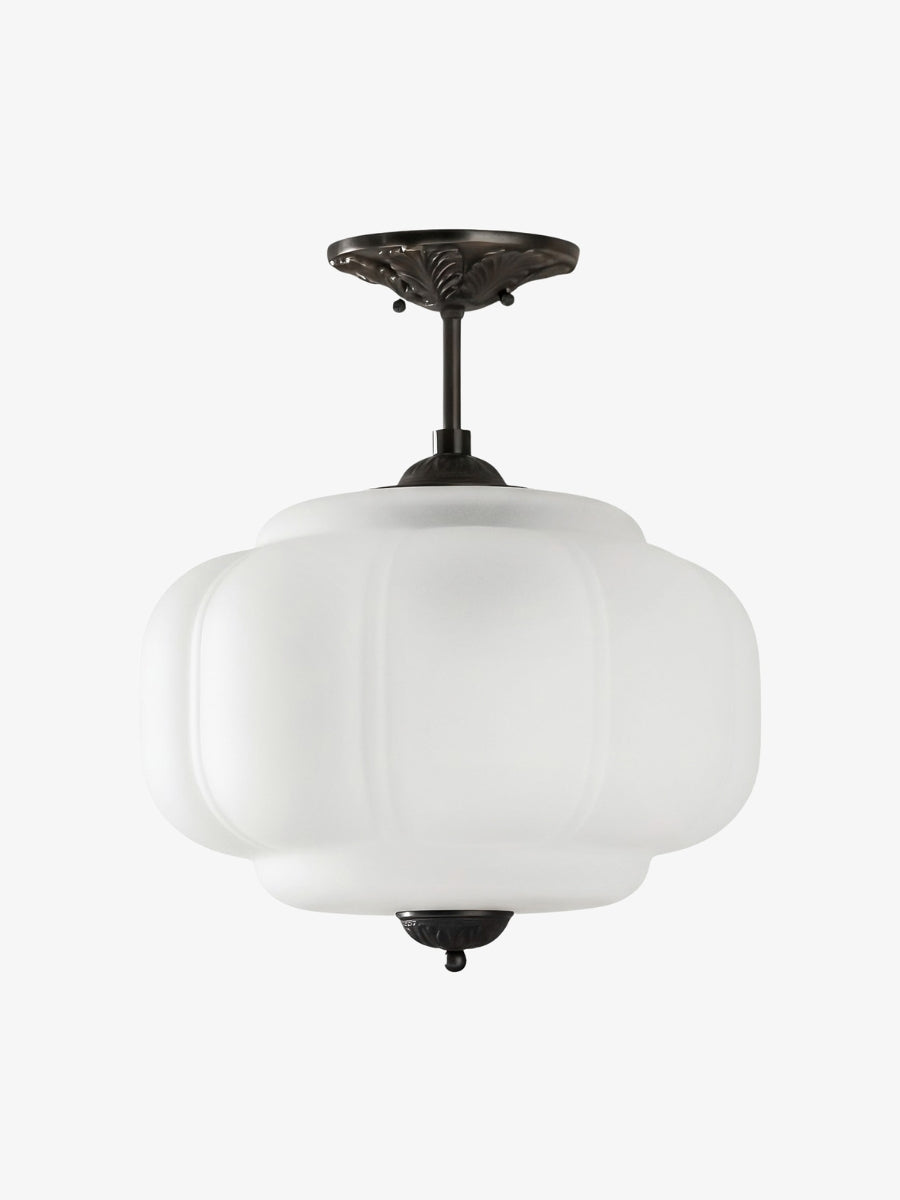 Vintage Melkglas Plafondlamp Geschulpt Rand Wit Roze Groen Blauw Helder Mat Glas Semi-Flush Hanglamp Messing Zwart Finish