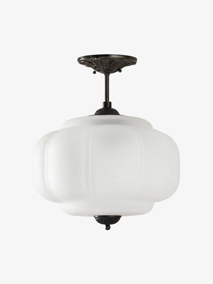 Vintage Melkglas Plafondlamp Geschulpt Rand Wit Roze Groen Blauw Helder Mat Glas Semi-Flush Hanglamp Messing Zwart Finish