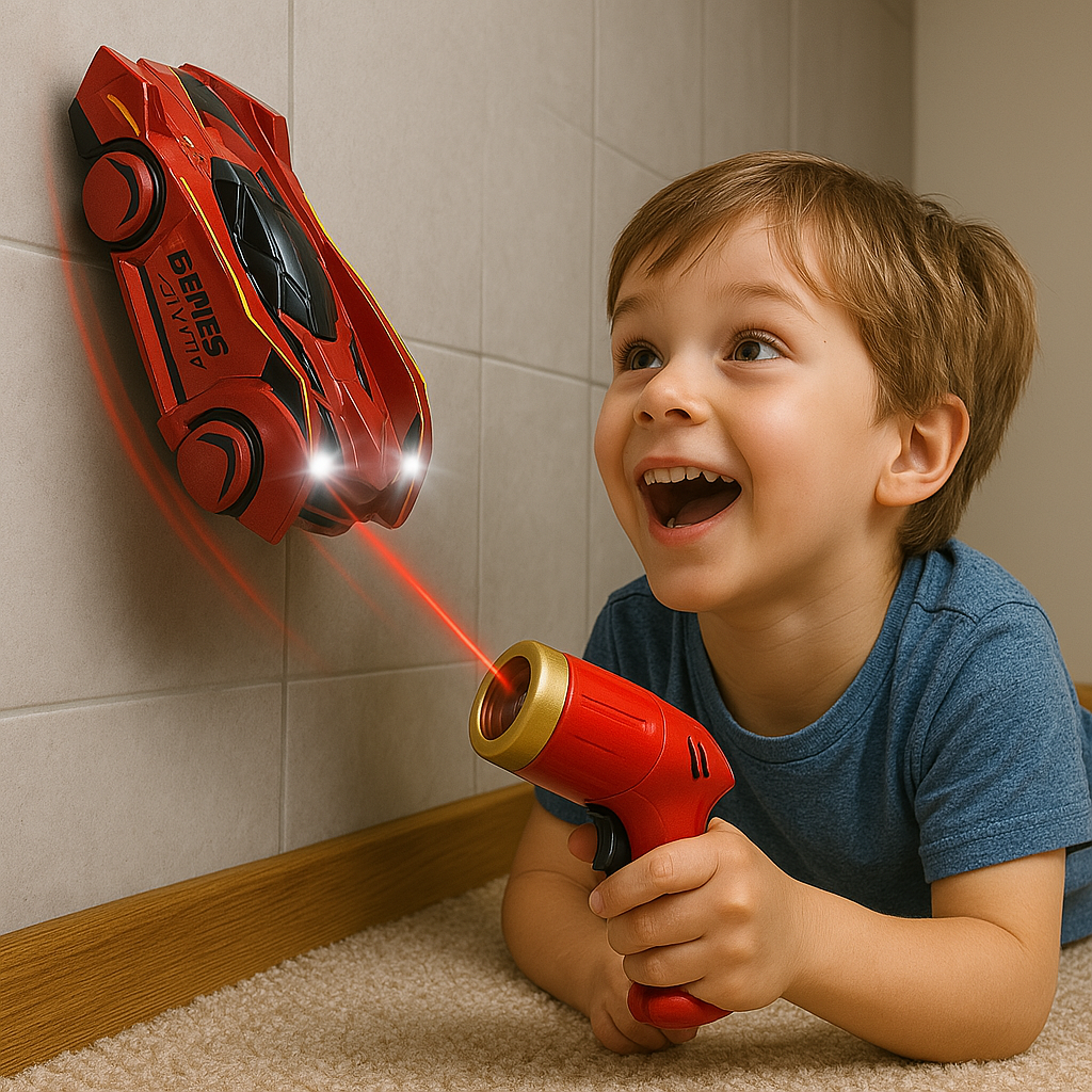 Bestuurbaar Speelgoedauto met Lasersturing – Infrarood RC Auto voor Wand, Plafond & Vloer – LED Verlichting – Oplaadbaar via USB – Voor Kinderen vanaf 3 Jaar