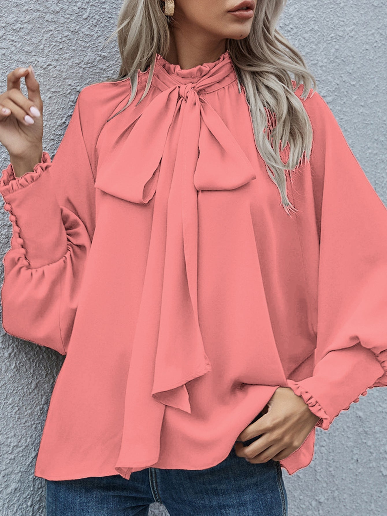 Dames Blouse Strikdetail Elegante Stijl Chique Katoen